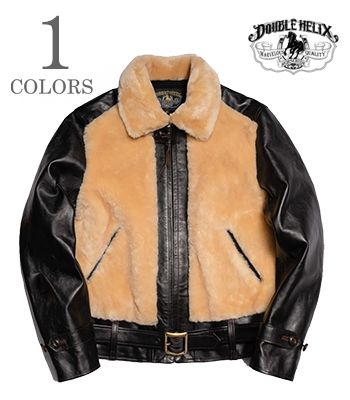 DOUBLE HELIX ダブルヘリックス セミアニリン|茶芯|ホースハイド|熊ジャン|Black『Chief Bear Jacket』【アメカジ・ワーク】RC1201