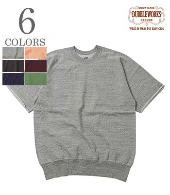 ダブルワークス 半袖 落綿 リサイクルコットン ラグラン カットオフ スウェット DUBBLEWORKS CUT OF SLEEVE SWEAT 74001