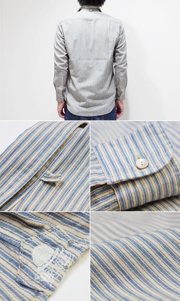 オルゲイユ 長袖 ワークシャツ ORGUEIL Blue Stripe Windsor Collar Shirt OR-5002B_3
