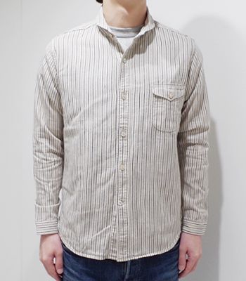 オルゲイユ 長袖 ワークシャツ ORGUEIL Stripe Shawl Collar Shirt OR-5007E_1