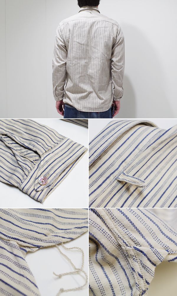オルゲイユ 長袖 ワークシャツ ORGUEIL Stripe Shawl Collar Shirt OR-5007E_4