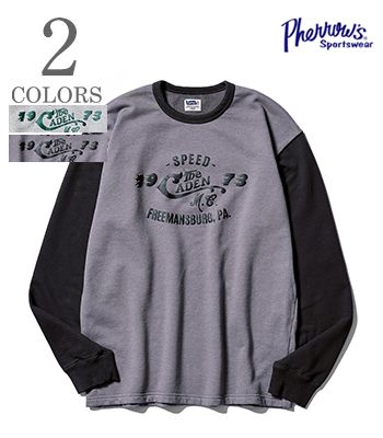 PHERROWS フェローズ 長袖|裏毛|プリントロンTEE『The CADEN 1973 LST』【アメカジ・モーターサイクル】24W-PMCT1