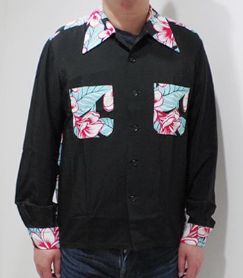 SUN SURF/HULA GIRL L/S ALOHA SHIRT