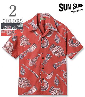 SUN SURF サンサーフ SHORT SLEEVE COTTON LINEN SLUBYARN OPEN SHIRT『NATIVE MASK』【アロハ・洋柄】SS39502