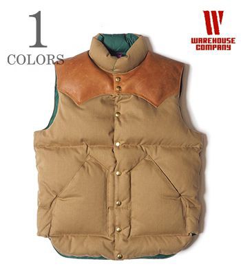 WAREHOUSE×Rocky Mountain レザーヨーク|ドビーツイルダウンベスト『DOBBY TWILL DOWN VEST』【アメカジ・アウトドア】2199