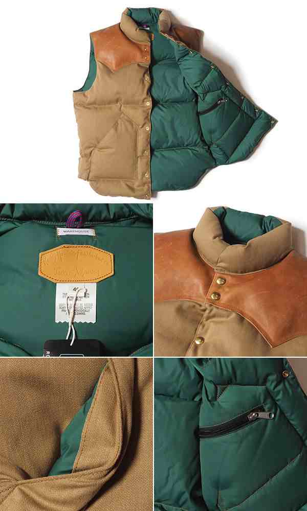 WAREHOUSE×Rocky Mountain レザーヨーク|ドビーツイルダウンベスト『DOBBY TWILL DOWN VEST』【アメカジ・アウトドア】2199