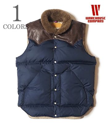 WAREHOUSE×Rocky Mountain レザーヨーク|ナイロンクリスティダウンベスト|700FP『NYLON CHRISTY VEST』【アメカジ・ワーク】2222