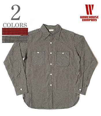 WAREHOUSE ウエアハウス 長袖|コットンリネン|ギンガムチェック|ワークシャツ『LONG SLEEVE CHECK WORK SHIRTS A柄』【アメカジ・ワーク】3055A