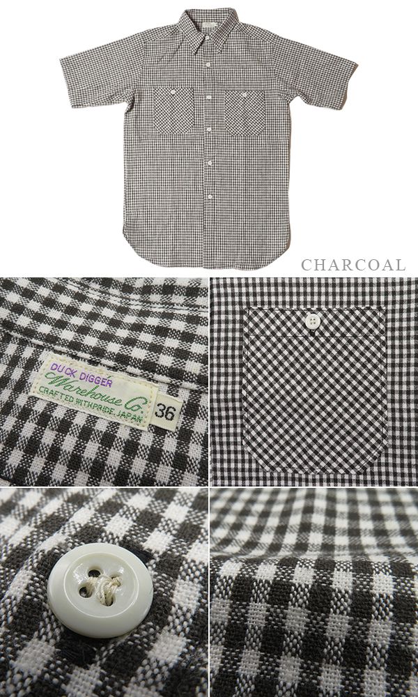 WAREHOUSE ウエアハウス 半袖|コットンリネン|ギンガムチェック|ワークシャツ『CHECK WORK SHIRT A柄』【アメカジ・ワーク】3056A_5
