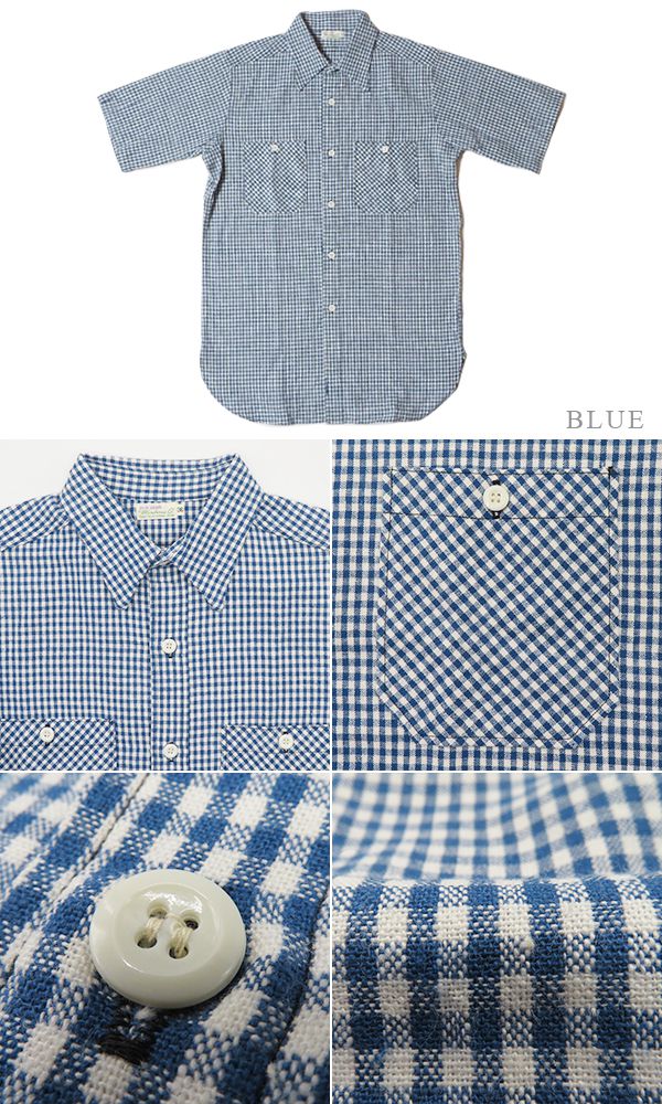 WAREHOUSE ウエアハウス 半袖|コットンリネン|ギンガムチェック|ワークシャツ『CHECK WORK SHIRT A柄』【アメカジ・ワーク】3056A_6