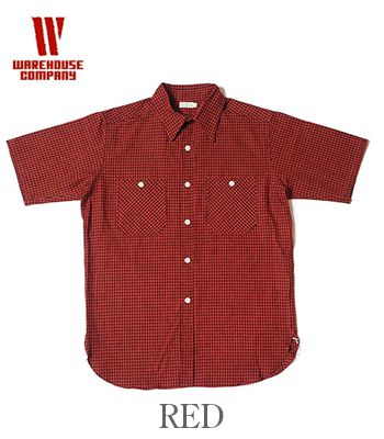 WAREHOUSE ウエアハウス 半袖|コットンリネン|ギンガムチェック|ワークシャツ『SHORT SLEEVE CHECK WORK SHIRTS A柄』【アメカジ・ワーク】3056A-25_1