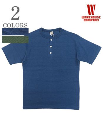 WAREHOUSE ウエアハウス 24SS限定色|半袖|無地|粗挽きスラブ糸|シャドーボーダー|HENLEY NECK TEE『ヘンリーTEE』【アメカジ・カレッジ】4601-H-24の通販は 6,527円