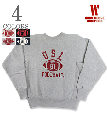 WAREHOUSE ウエアハウス リバーススタイル専用吊り裏起毛|リバース切り替え|セットインスリーブ|スウェット『USL FOOTBALL REVERSE SWEAT』【アメカジ・カレッジ】483-USLの通販は