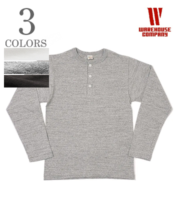 WAREHOUSE ウエアハウス 長袖|無地|粗挽きスラブ糸|シャドーボーダー|ヘンリーネック『長袖ヘンリーネックTEE』【アメカジ・カレッジ】5907