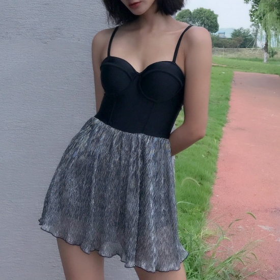 水着 ワンピース 体型カバー 大きいサイズ バックシャン フレアスカート コルセット風 ビスチェ 切り替え フレア スカート カップ付き スの通販はau Wowma Bringhappiness