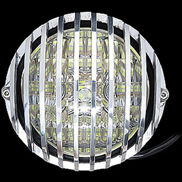 ネオファクトリー 4-1/2インチ バードケージ LED ヘッドライト ポリッシュ 015732 WO店