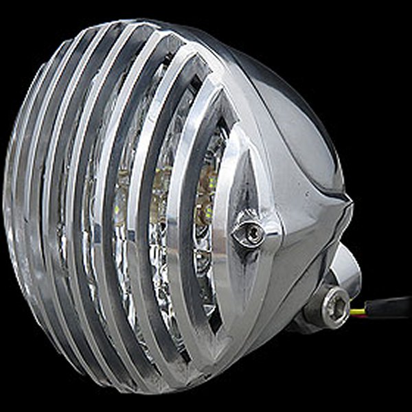 ネオファクトリー 4-1/2インチ バードケージ LED ヘッドライト ポリッシュ 015732 WO店