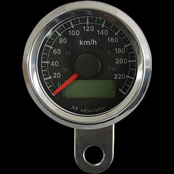 ネオファクトリー 48mm インジケーター付き スピードメーター ステンレス 黒盤 橙光 015996 WO店