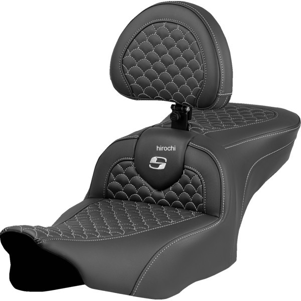 サドルメン Saddlemen シート ロードソファ ドラゴン シルバー ステッチ バックレスト付き 0801-2074 WO店