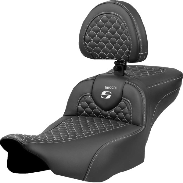 サドルメン Saddlemen シート ロードソファ ドラゴン ホワイト ステッチ バックレスト付き エクステンデッドリーチシート 0801-2089 WO店