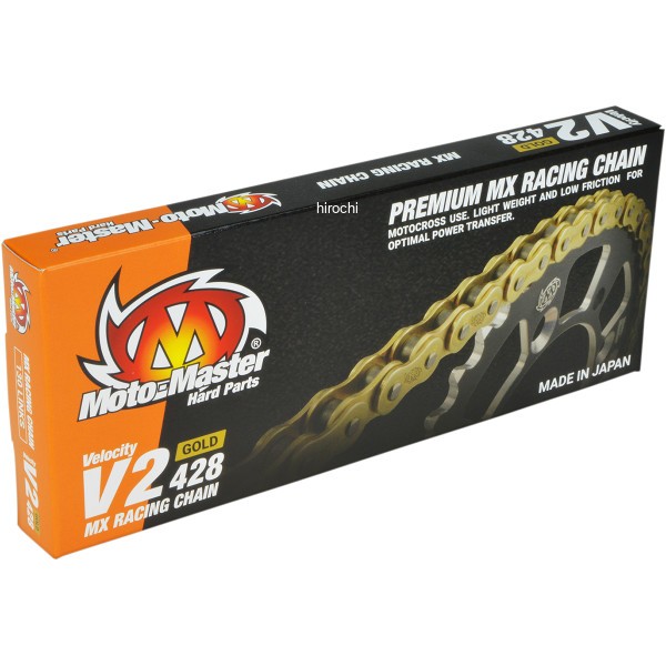 モトマスター Moto-Master MX チェーン V2-428G、130 リンク、ゴールド 1220-0448 WO店