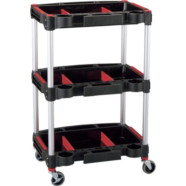 (株)日本緑十字社 緑十字 ツールカート KT-4658X 黒 570×455×890mm トレイ3段 146152-TN WO店