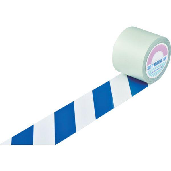 ガードテープ(ラインテープ) 白/青(トラ柄) GT-102WBL 100mm幅×20m 148165-TN WO店