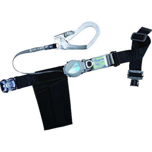胴ベルト型墜落制止用器具(巻取タイプ)ロック機構付き 2WAYリトラ 黒 Lサイズ 幅50MM×長さ1400MM 1635036-TN WO店