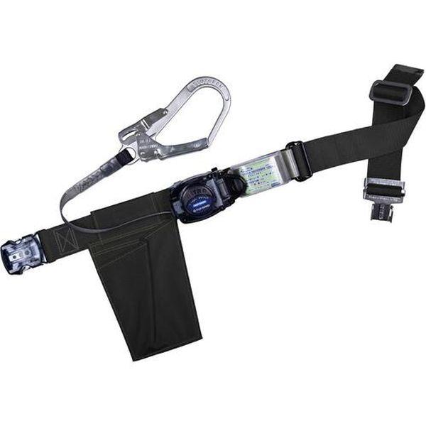 胴ベルト型墜落制止用器具(巻取タイプ)ロック機構なし リトラ 黒 L 幅50MM×長さ1400MM ワンタッチバックル 1636636-TN WO店