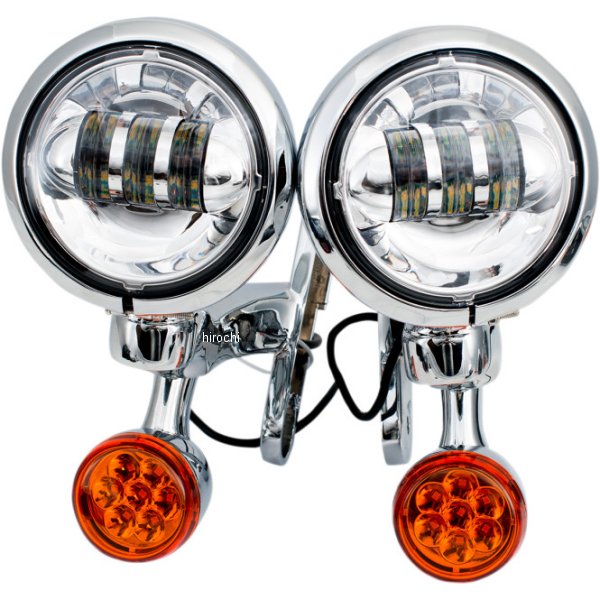 リブコ プロダクト RIVCO Products LED補助ライト4.5インチ/LEDウインカー付き クローム/クリア/アンバー WO店