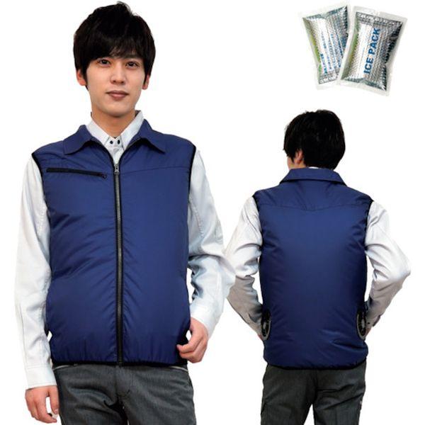 20201NL0910 (株)岡潮 岡潮 冷感保冷剤付き、空調ベスト＋バッテリー付20201 ネイビー L 20201N-L-0910 WO店の通販は