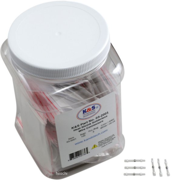 ケーアンドエス K&S 熱収縮コネクター 白 AWG 26?24 6個入 x 100パック WO店の通販は 60,379円