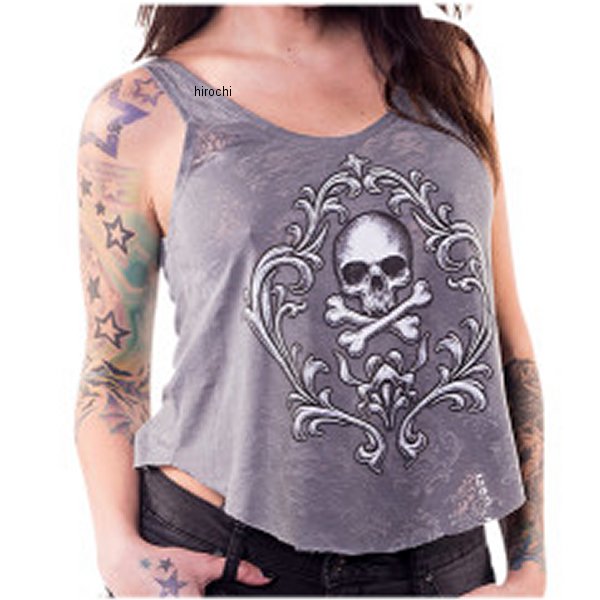 リーサルスレット Lethal Threat レディース タンクトップ Skull and Crossbones グレー Lサイズ WO店の通販は