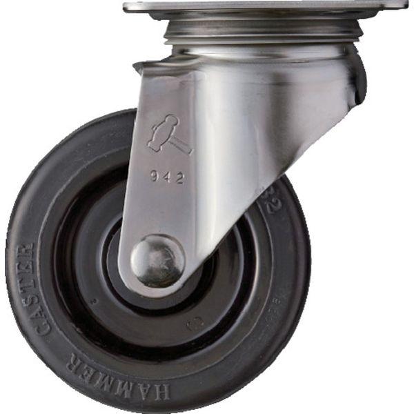 ステンレス製プレート式キャスター プレート式ステンレスキャスター 自在 車輪径100mm ゴム車輪 Sシリーズ 320SRBU100-TN WO店