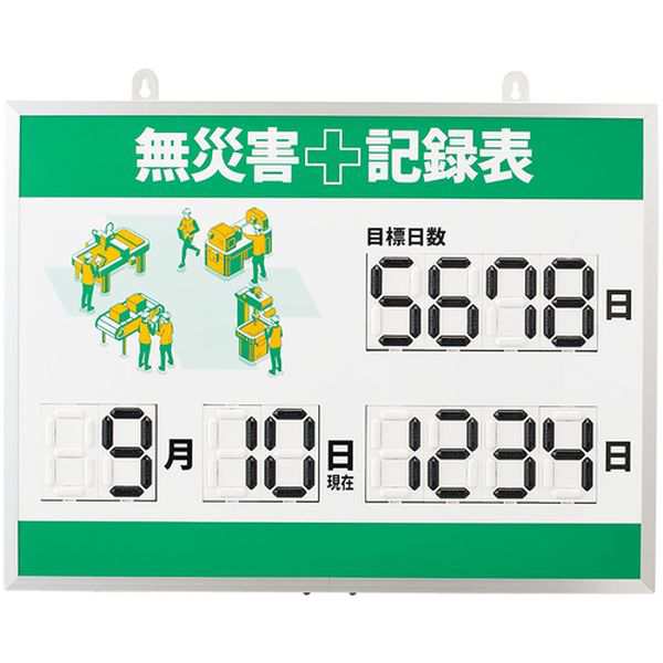 (株)日本緑十字社 緑十字 デジタル式無災害記録表 MKH-003 453×603×23mm アルミ枠付 413003 WO店の通販は
