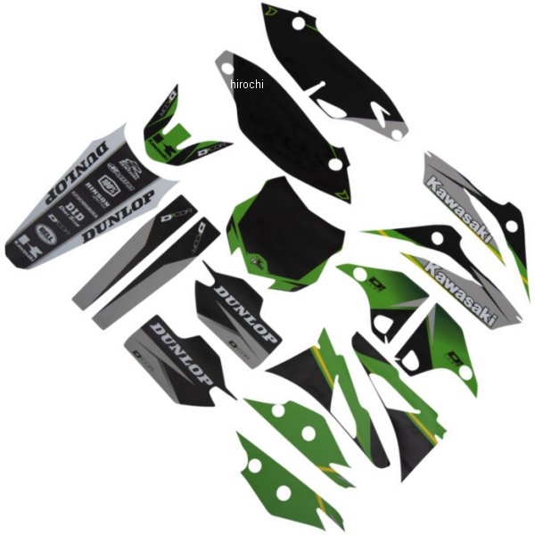 D'cor Visuals グラフィックキット 13年-16年 KXF 250 緑/黒/白 4302-6111 WO店