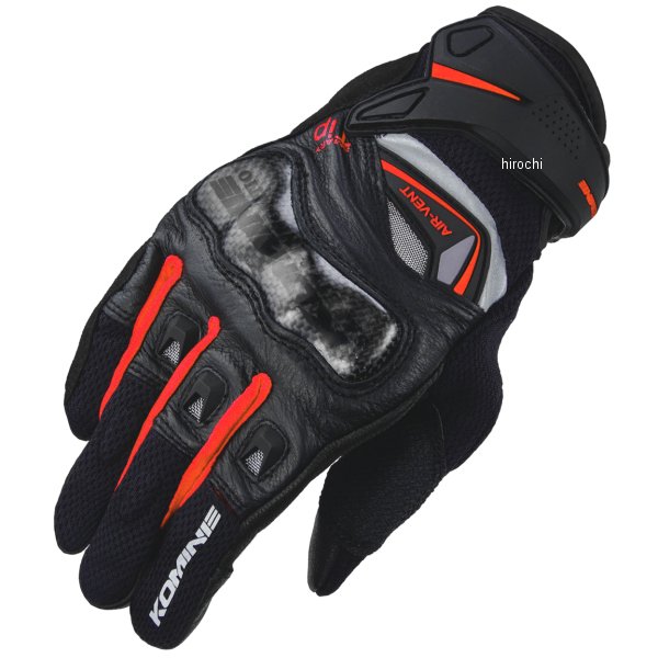 GK-224 コミネ KOMINE 春夏モデル カーボンプロテクトレザーメッシュグローブ 黒/赤 2XLサイズ 4573325743038 WO店の通販は