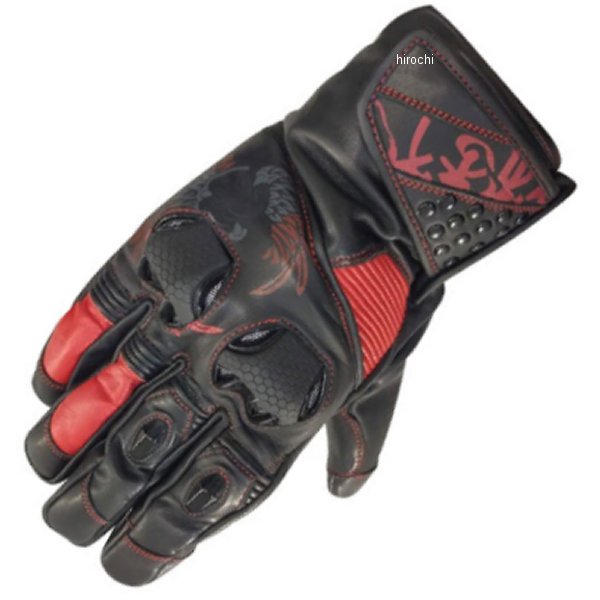 ニコクドウ 弐黒堂 ハードライドウィンターレザーグローブ 黒/紅