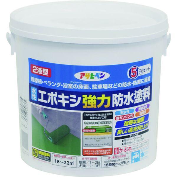 (株)アサヒペン アサヒペン 水性エポキシ強力防水塗料 5KGセット ライトグレー 606365-TN WO店