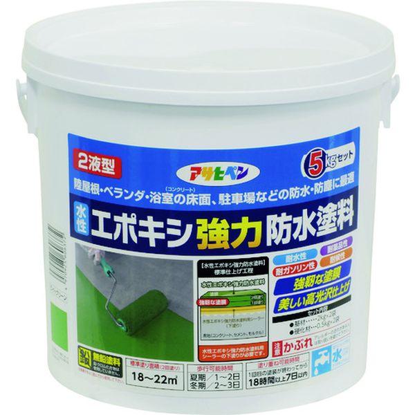 (株)アサヒペン アサヒペン 水性エポキシ強力防水塗料 5KGセット ライトグリーン 606372-TN WO店