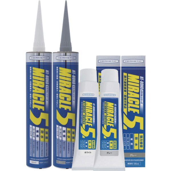 (株)ヘルメチック ヘルメチック 多用途弾性防水接着剤 Miracle5 グレー 333ml 6839922-TN WO店