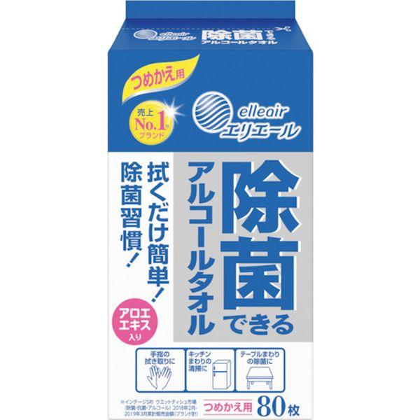 21000182 (株)EBS エリエール ウェットティッシュ 除菌できるアルコールタオル つめかえ用 80枚 833335-TN WO店