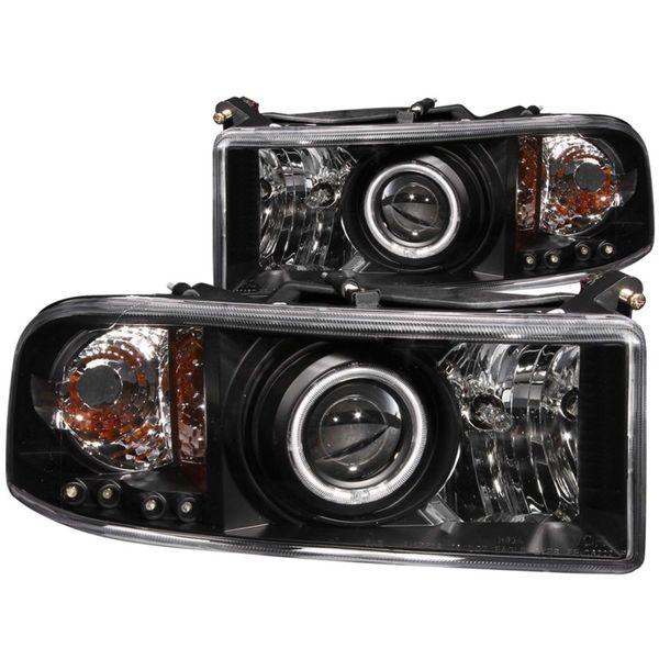 ANZO 1994-2001 Dodge Ram Projector Headlights w/ Halo Black anz111065 WO店