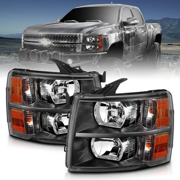 ANZO 2007-2013 Chevrolet Silverado Crystal Headlights Black anz111393 WO店