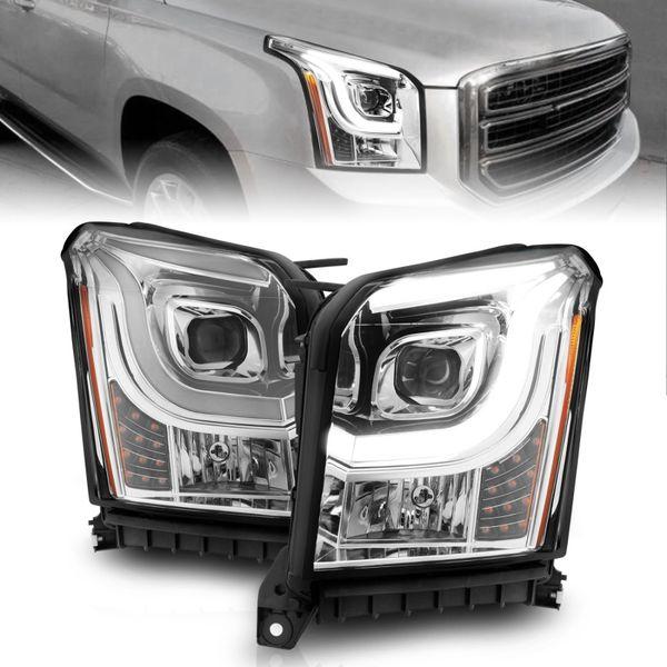 ANZO 2015-2017 GMC Yukon XL Projector Headlights W Lightbar - Chrome/Amber anz111536 WO店