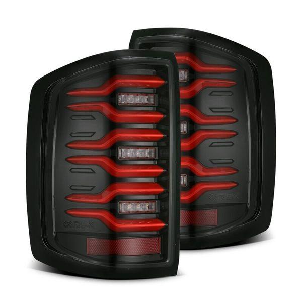 AlphaRex 14-18 Chevy Silverado 1500 Luxx-Series LED Tail Lights Black/Red w/Activ Light/Seq Signal arx620050 WO店