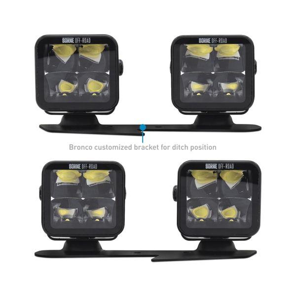 Borne Off-Road 21+ Bronco Light Pods 4pc Ditch 3x3 Spot Upfit brnBNLT-BR-21-DT4SU WO店