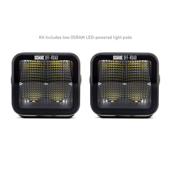 日本と外国の物も入ってる Borne Off-Road Light Pods (Kit of 2) 3x3 Flood brnBNLT-LP33-2F WO