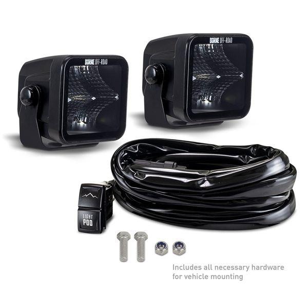 日本と外国の物も入ってる Borne Off-Road Light Pods (Kit of 2) 3x3 Flood brnBNLT-LP33-2F WO