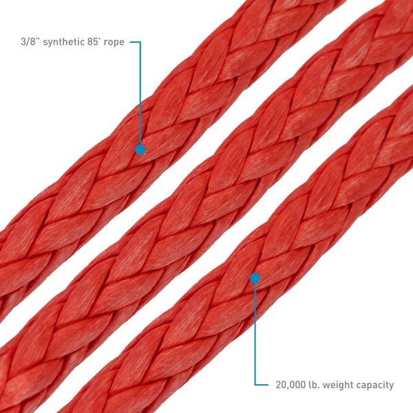 Borne Off-Road Synthetic Rope - 3/8in x 85ft - Red brnBNWN-SR-38-85RD WO店